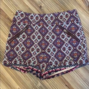 High waisted fabric shorts
